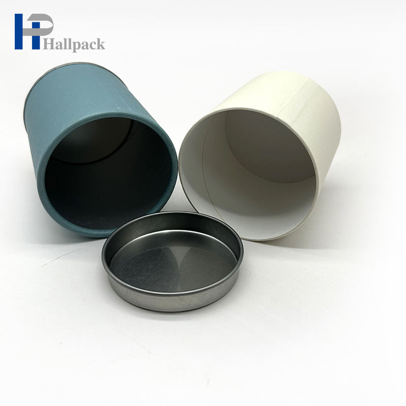 تعبئة الشاي المخصص المعاد تدويره، غطاء حديدي مدمج، أنابيب ورقية سفلية من الحديد