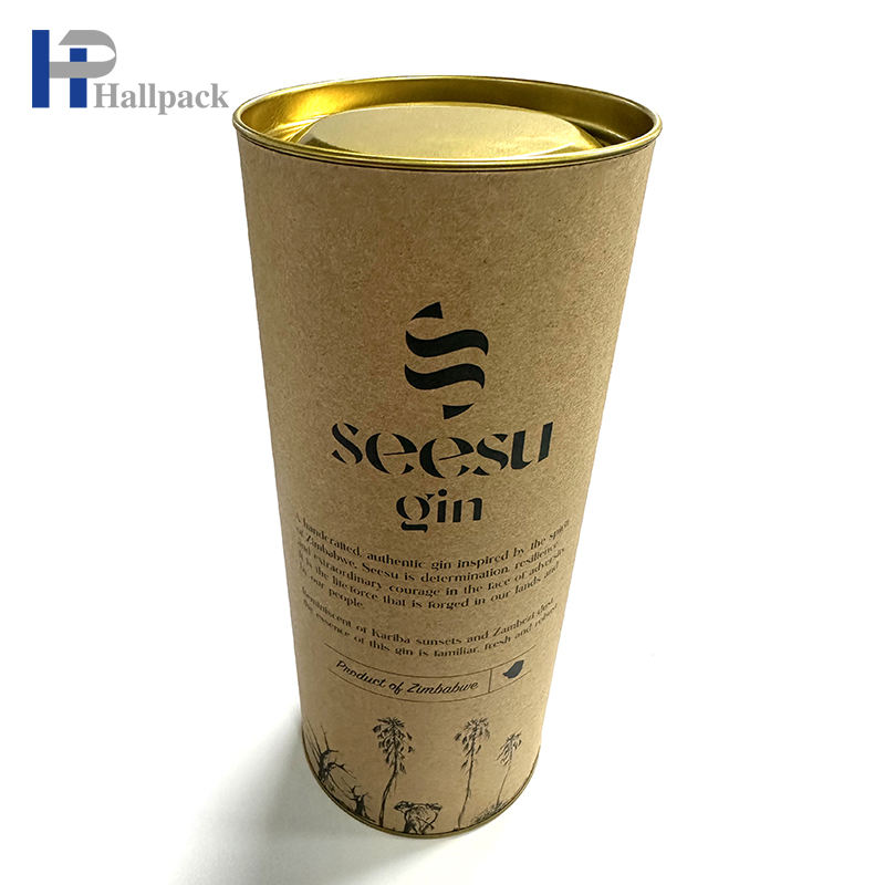 تصميم جديد للأغذية الشاي والقهوة جولة التعبئة والتغليف من الورق المقوى أنبوب ورق الكرافت مع غطاء الحديد