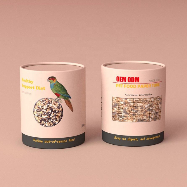 أنبوب ورق التغليف المخصص عالي السعة ذو الحافة المسطحة ذات الشكل الأسطواني لتغليف الورق لأغذية الحيوانات الأليفة