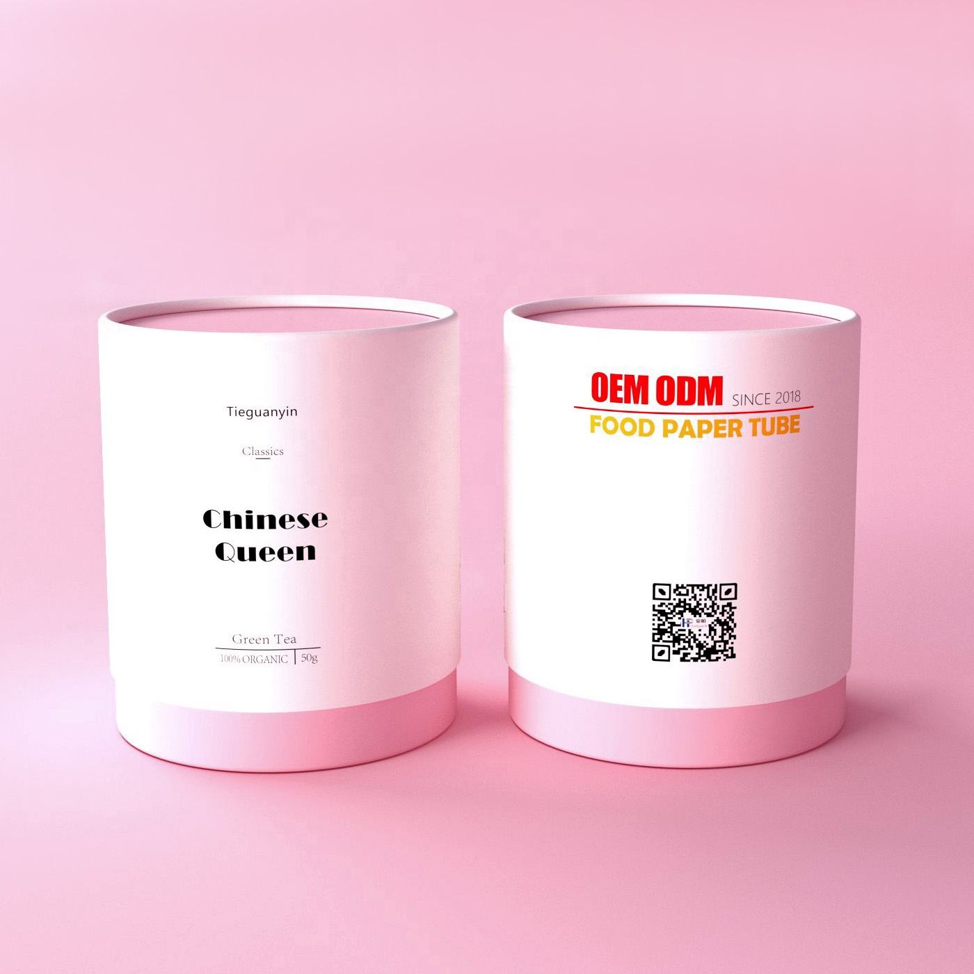 طباعة مخصصة لأسطوانة الطعام القابلة للتحلل الحيوي من الورق المقوى وأكياس علبة الشاي المميزة وتغليف صندوق الأنبوب لحزمة الشاي السائبة