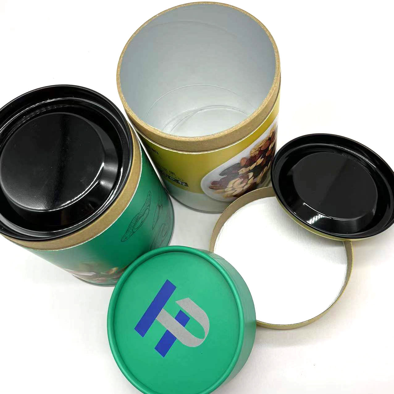 الجملة غطاء معدني مستدير حاوية أنبوب الورق المقوى الشاي مع شعار مخصص