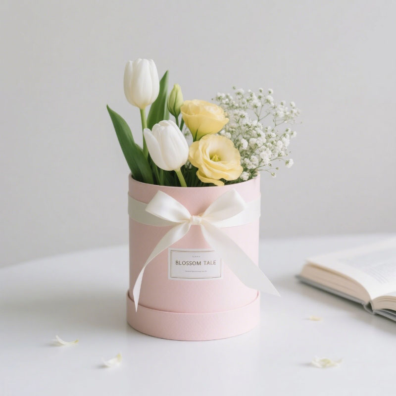 قابلة للتحلل الأنبوب الفاخر أنبوب التغليف جولة المجوهرات صندوق التغليف مربع الزهور