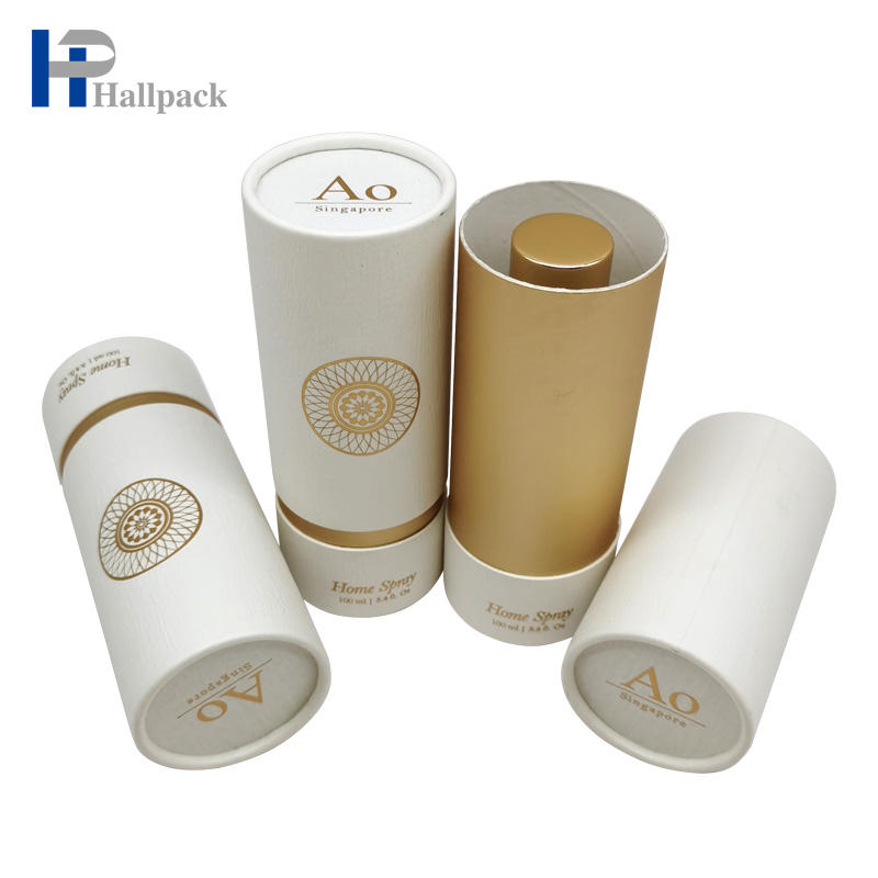 صندوق أسطوانة من الورق المقوى لمستحضرات التجميل الفاخرة القابلة للتحلل الحيوي مخصص لتغليف أنبوب الورق لزجاجة عطر الزيت العطري