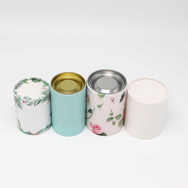 صديقة للبيئة مخصصة الغذاء الصف صندوق من الورق المقوى مع غطاء معدني ورقة أنبوب التغليف للمكسرات والشاي والقهوة