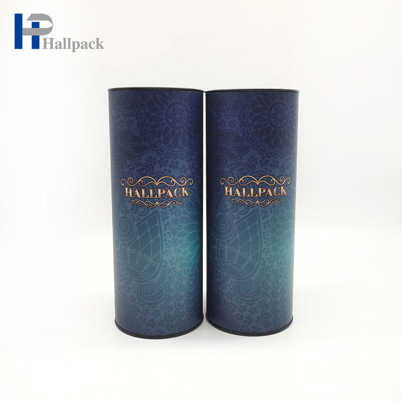 Hallpack الغذاء الصف الكرتون اسطوانة الحاويات غطاء معدني أنبوب دائري التعبئة والتغليف