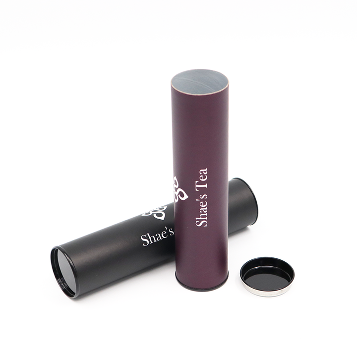 صديقة للبيئة تصميم مخصص حزمة صندوق أنبوب دائري للطعام مع غطاء معدني من الورق المقوى المعبأ لشاي القهوة والمكسرات