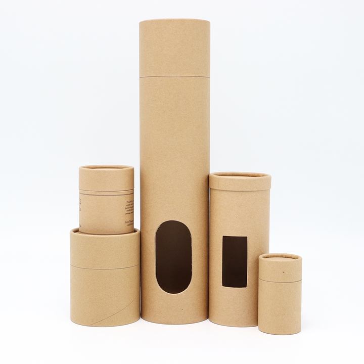 صديقة للبيئة مخصصة الغذاء الصف صندوق من الورق المقوى مع PVC نافذة ورقة أنبوب التعبئة والتغليف للشرب كوكي الشوكولاته المكسرات