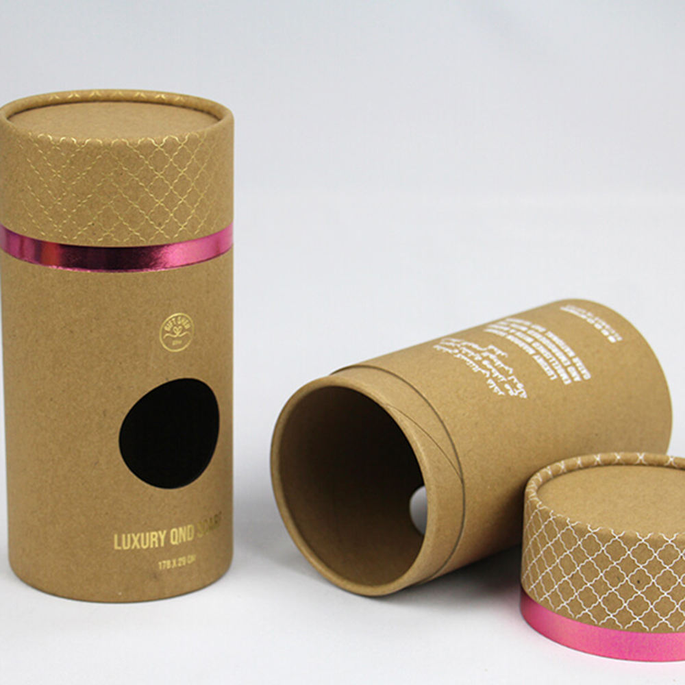 صديقة للبيئة مخصصة الغذاء الصف صندوق من الورق المقوى مع PVC نافذة ورقة أنبوب التعبئة والتغليف للشرب كوكي الشوكولاته المكسرات