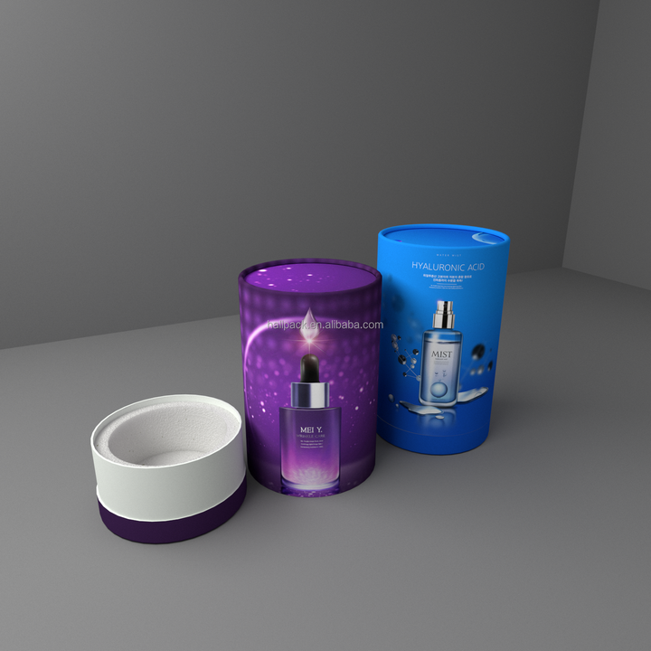 المعاد تدويرها كرافت الورق المقوى تي شيرت التعبئة والتغليف صناديق أنبوب ورقة كرافت مستديرة قابلة للتحلل الحيوي مع النقش لتخزين مستحضرات التجميل