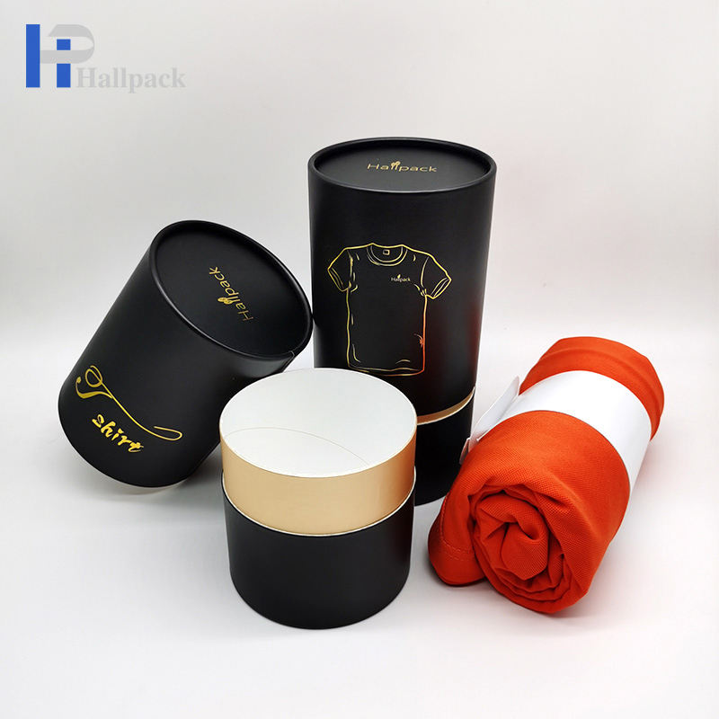القابلة للتحلل الأسود كرافت جولة اسطوانة ورقة أنبوب التعبئة والتغليف لملابس تي شيرت