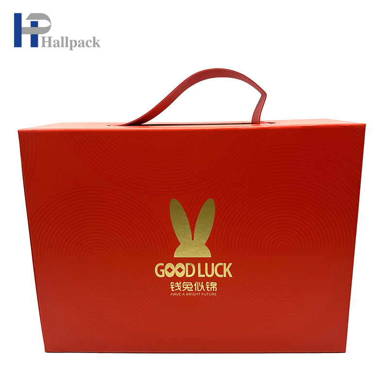 صندوق ورقي كبير الحجم قابل للطي مغناطيسي مخصص مع حبل يد جلدي