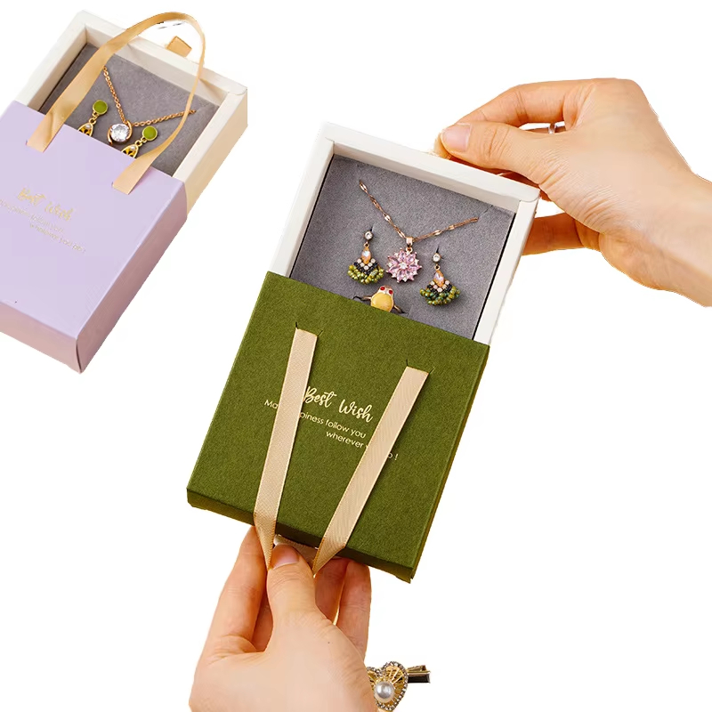 عبوات المجوهرات مربع درج هدية مربع مجوهرات للورق لخواتم الأقراط